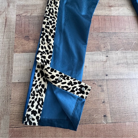 JUST DON Tearway Track Pants Blue Satin Leopard Trim Men MEDIUM NEW WITH TAG - Picture 3 of 12